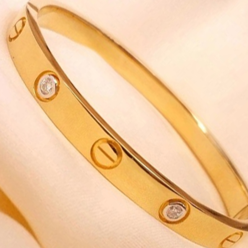 Women Gold-Plated and Diamond Bangle-Style Bracelet