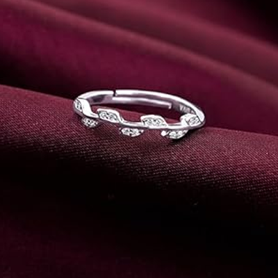 Silver Zircon Vine Shine Ring